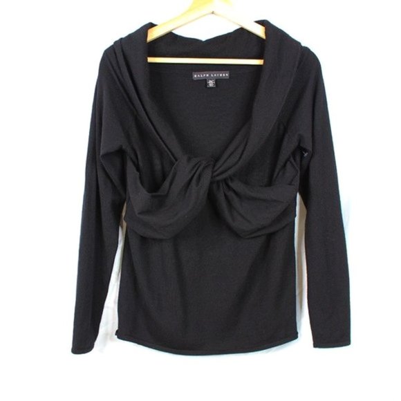 Ralph Lauren Black Label Cashmere Sweater Off the Shoulder Twisted Wide Neck - Picture 5 of 8